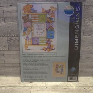 DIMENSIONS Counted Cross Stitch Kit "Baby Drawers" Birth Record NEW #6063D